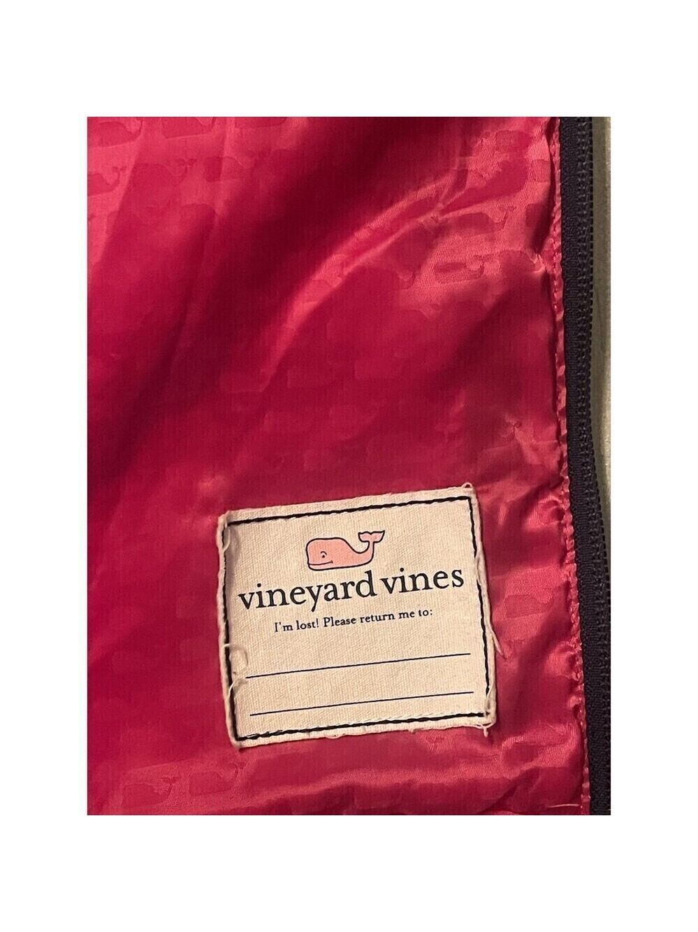 Women's Vineyard Vines Puffer Vest Zip Up Size Medium M Navy Pink - Picture 5 of 11